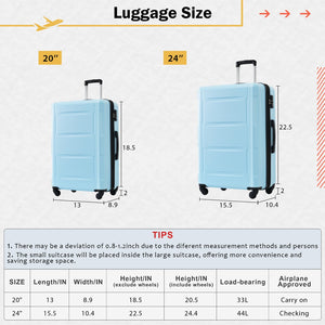 English Elm 2 Piece Abs Hard Shell Spinner Luggage Set with Tsa Lock Expandable Travel Suitcases Light Blue N732P198744N