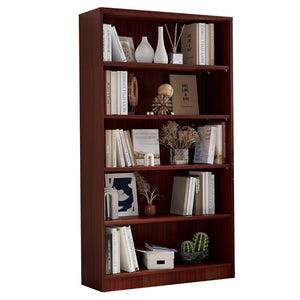 English Elm 5 Shelf Tall Cherry Wood Bookcase with Adjustable Shelves for Office or Bedroom T3623P418325