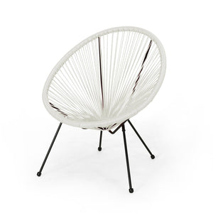 English Elm Anson Outdoor Accent Chairs Set of 2 Woven Rattan Basket Seat Patio Lounge Pair White N773P404950W