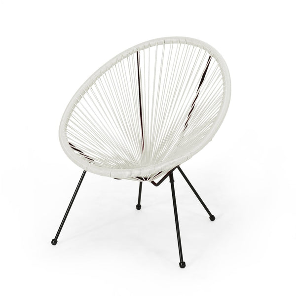 English Elm Anson Outdoor Accent Chairs Set of 2 Woven Rattan Basket Seat Patio Lounge Pair White N773P404950W