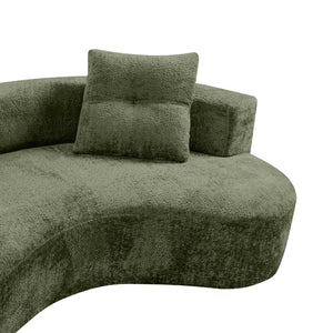 English Elm 79.5" Boucle Floor Sofa Seats Three with Cloud Soft Foam Core and Two Accent Pillows Green W5515P443762