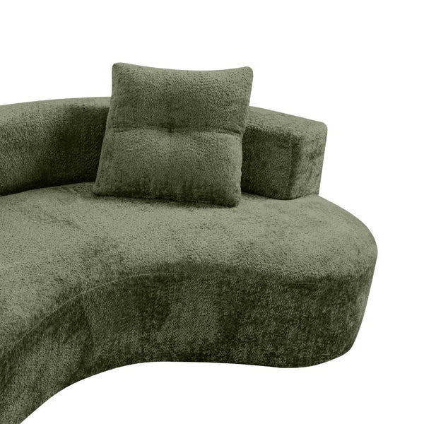 English Elm 79.5" Boucle Floor Sofa Seats Three with Cloud Soft Foam Core and Two Accent Pillows Green W5515P443762