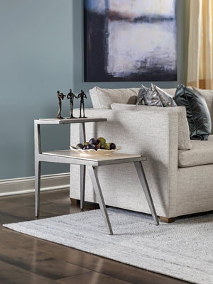 Lexington Artistica Home Adamo Silver Gray Side Table - Artistica Home's Unique Design With Tiled Shelves & Steel Base Elegance Silver Leaf Wood 2273-955