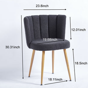English Elm Modern Faux Fur Dining Chairs Set of 2 with Wood Grain Iron Legs for Home or Cafe W23461122
