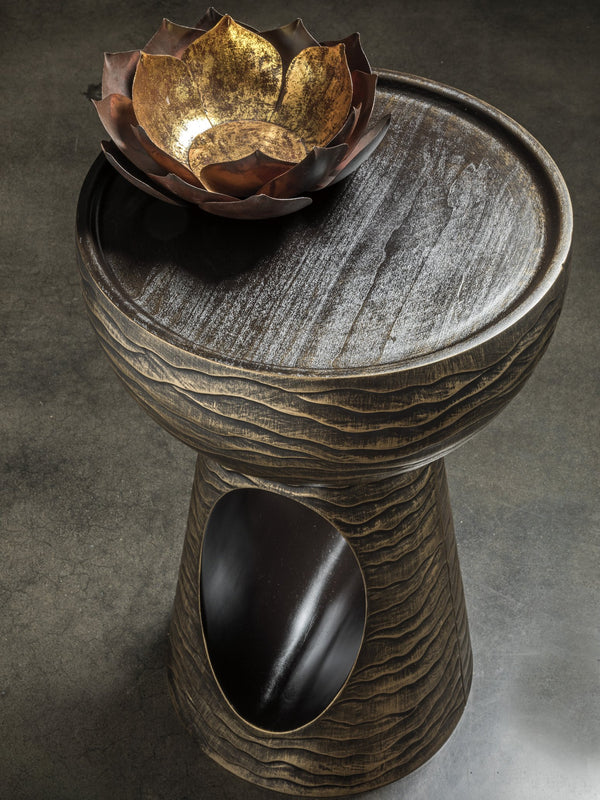 Lexington Artistica Home Mika Lamp Table - Stunning Bronze Finish With Gold Tipping, Unique Open Oval Base For Modern Elegance Bronze Wood 2274-950