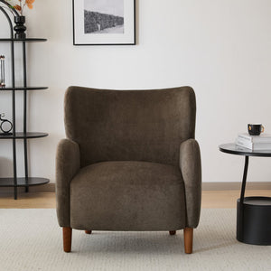 English Elm Christopher Knight Home® - Parmelee Upholstered Wingback Club chair in Velvet with Solid Wood Legs, Mid-Century Comfort Design Almond,Dark Brown,Teak 30.85 L x 30 W x 27 H N776P265764P