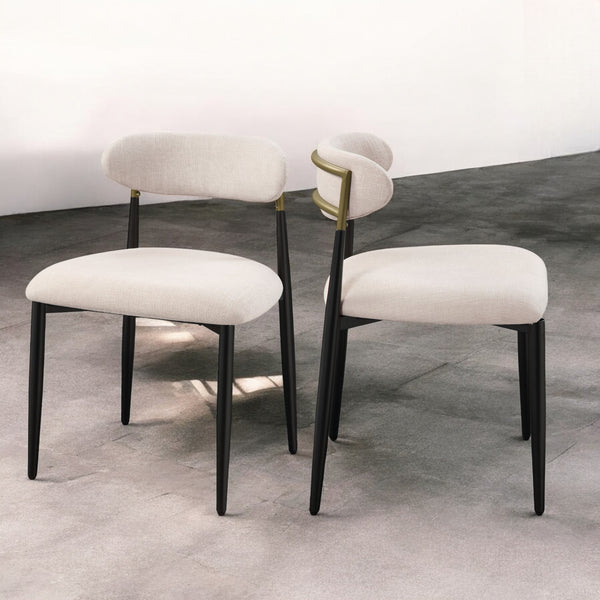 English Elm Jaramillo Upholstered Contemporary Side Chair Set of 2 with Metal Frame, Comfortable Foam Seating Beige 31 L x 24 W x 24 H B2726P287295