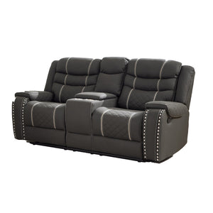 English Elm Recliner Club Chair Microfiber Upholstered with Brass Nailhead Trim for Living Room W3900P386434