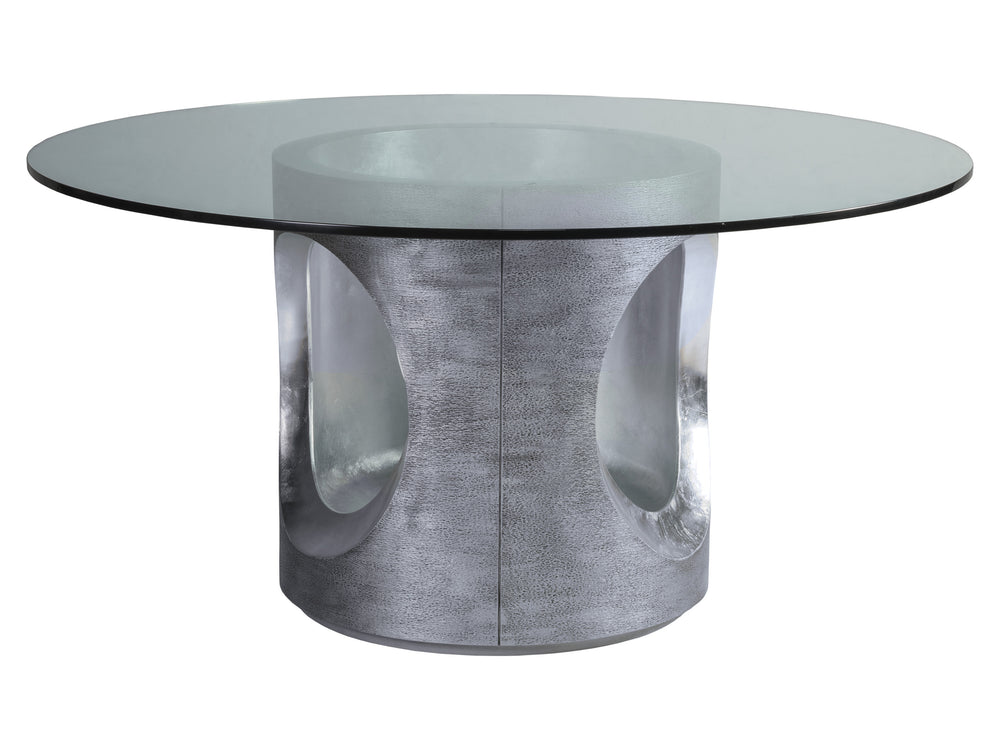 Lexington Artistica Home Circa Round Dining Table - Modern Casted Design With Unique Textured Gray Finish And Silver Accents Silver Leaf Wood 2275-870-60c