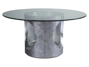 Lexington Artistica Home Circa Round Dining Table - Modern Casted Design With Unique Textured Gray Finish And Silver Accents Silver Leaf Wood 2275-870-60c