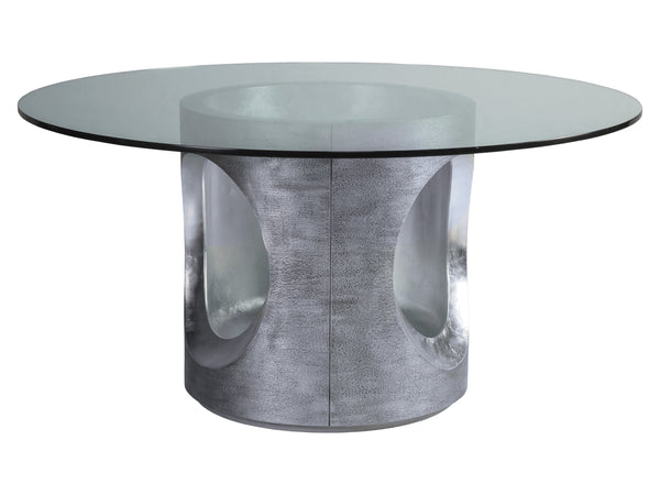 Lexington Artistica Home Circa Round Dining Table - Modern Casted Design With Unique Textured Gray Finish And Silver Accents Silver Leaf Wood 2275-870-60c