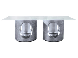 Lexington Artistica Home Circa Stunning Rectangular Dining Table With Unique Mixed Media Design And Elegant Silver Leaf Finish Silver Leaf Wood 2275-870-88c