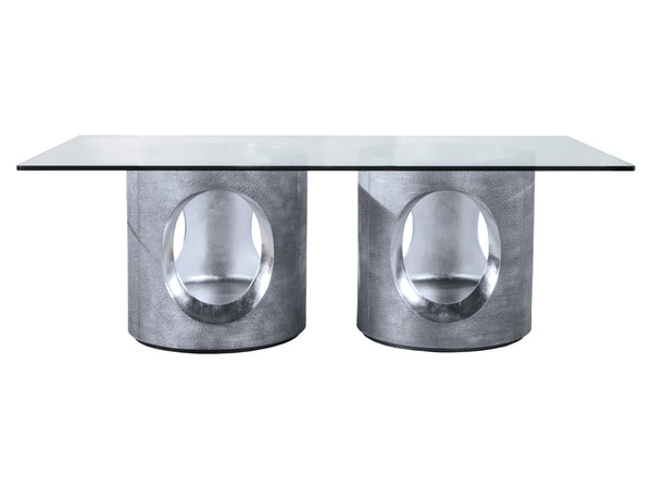 Lexington Artistica Home Circa Stunning Rectangular Dining Table With Unique Mixed Media Design And Elegant Silver Leaf Finish Silver Leaf Wood 2275-870-88c