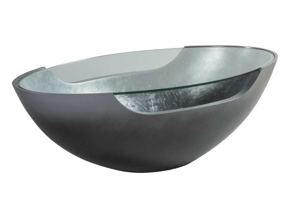 Lexington Artistica Home Circa Modern Oval Cocktail Table With Stunning Silver Gray Ombré Finish And Glass Top Design Silver Leaf Wood 2275-949