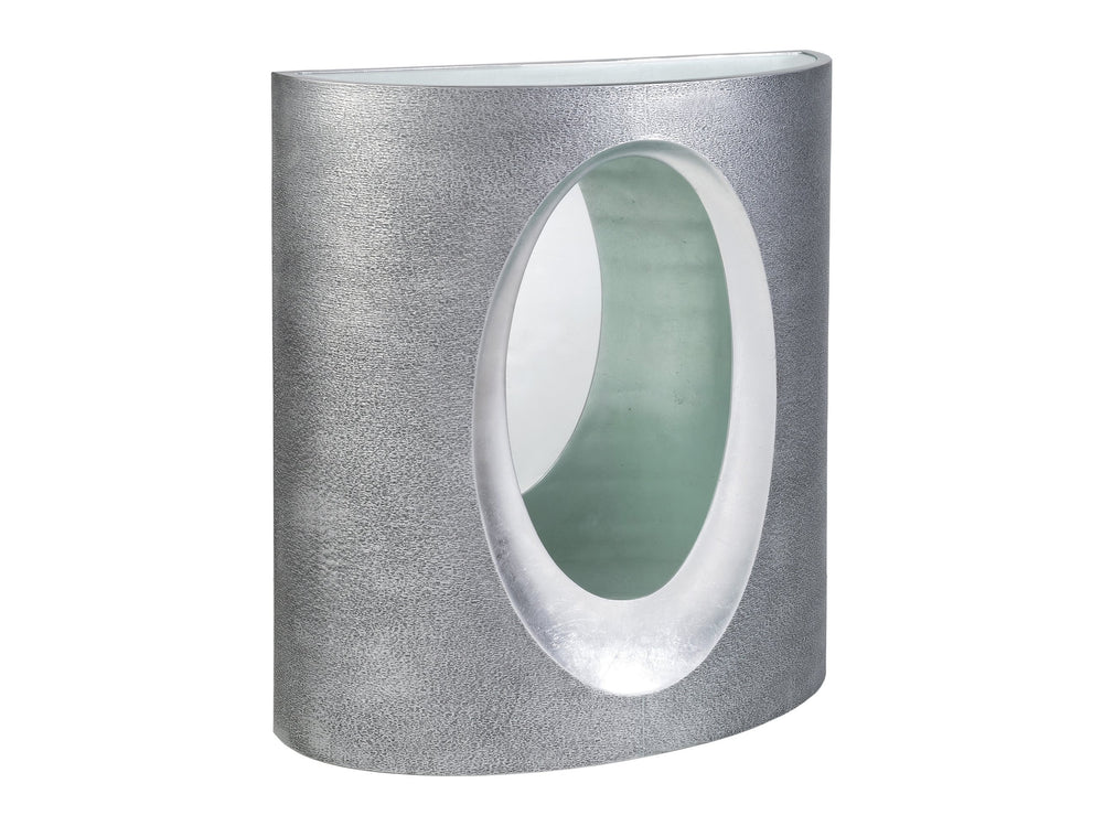 Lexington Artistica Home Circa Console Table - Modern Textured Gray Design With Silver Leaf Accents And Elegant Glass Top Silver Leaf Wood 2275-966