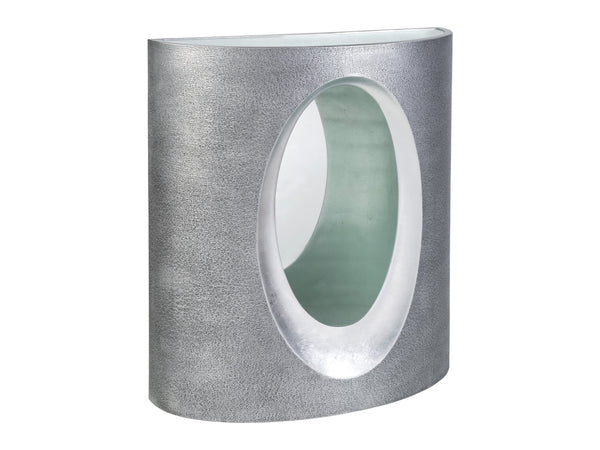 Lexington Artistica Home Circa Console Table - Modern Textured Gray Design With Silver Leaf Accents And Elegant Glass Top Silver Leaf Wood 2275-966