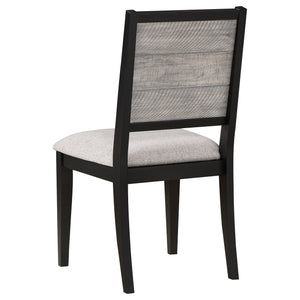 English Elm Dutchie Dove Grey Upholstered Dining Side Chairs Set of 2 — Black Wood Frame, Tapered Back Comfort B062P376002