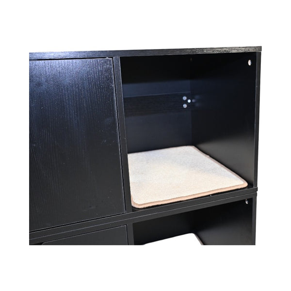 English Elm 35.83" Modern Black Cat Litter Box Enclosure with Durable PB/MDF Build and Corrugated Scratch Pad W1412P271585