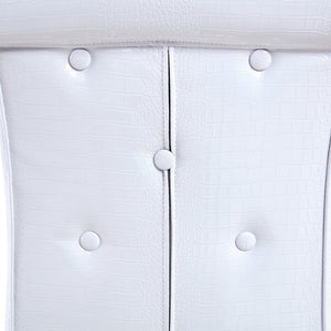 English Elm A Set of 2 Glam Faux Alligator Pvc Barstools with Crystal Buckle Detail White W1512P491869
