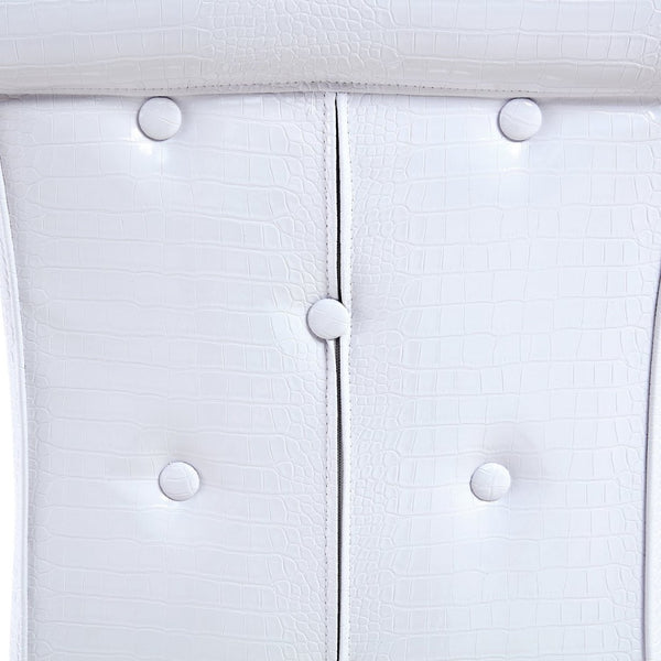 English Elm A Set of 2 Glam Faux Alligator Pvc Barstools with Crystal Buckle Detail White W1512P491869