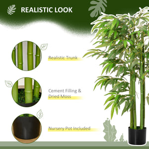 English Elm HOMCOM Lifelike 4.5FT Artificial Bamboo Tree in Black Nursery Pot, 924 Leaves, Maintenance-Free Elegance W2225P229160