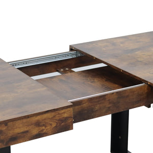 English Elm Extendable Faux Marble Dining Table with V-Legs — Sleek Expandable Conference & Kitchen Centerpiece for 6–10 Deep Rustic Brown W1347S00002