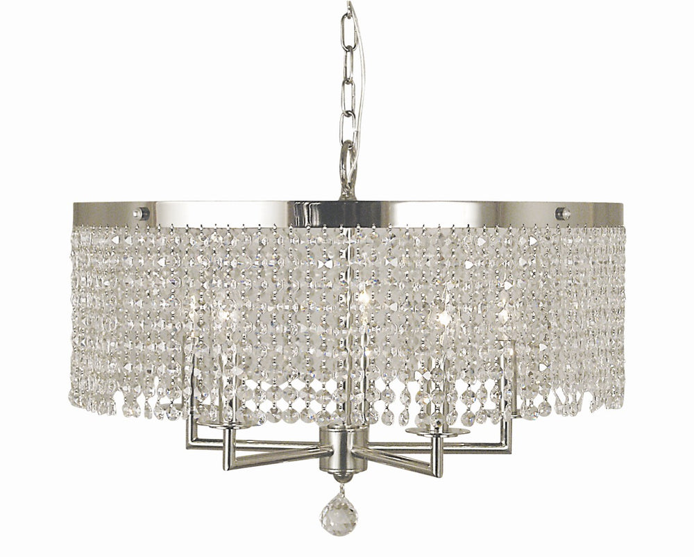 Framburg 5-light Polished Silver Princessa Dining Chandelier – Elegant Crystal Strands For Stunning Illumination Polished Silver Metal 2276 Ps