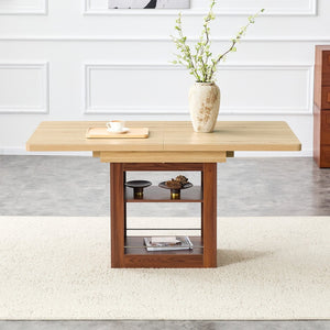 English Elm An Extendable Mdf Dining Table with Open Shelf Storage Seats up to Eight Walnut,Wood W1151S04624