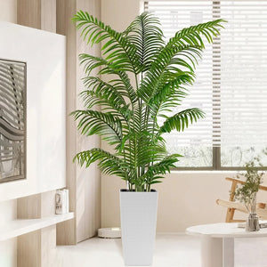 English Elm Pack of 2 Tall Square Faux Rattan Outdoor Planters with Self Watering System White W3213P325418