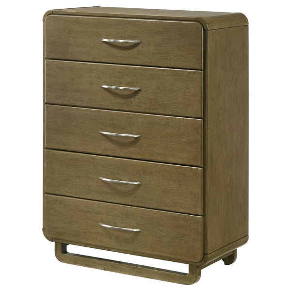 English Elm Tully Nutmeg 5-Drawer Chest - Modern Storage Solution With Warm Finish For Bedroom Elegance B062P374093-GIGA