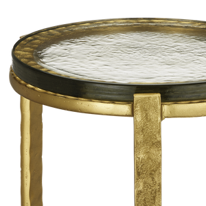 Acea Gold Drinks Table - Handcrafted Cast Aluminum & Glass for Modern Elegance in Any Space
