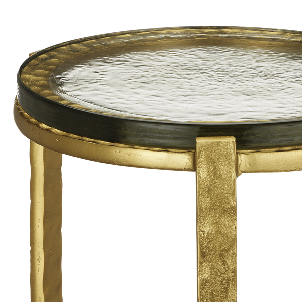 Acea Gold Drinks Table - Handcrafted Cast Aluminum & Glass for Modern Elegance in Any Space