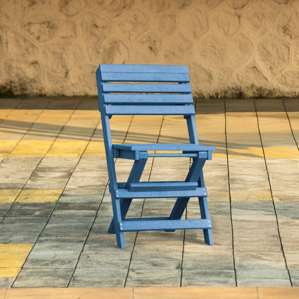 English Elm Coastal Bay Recycled Hdpe Folding Bistro Chair for Patio and Balcony Use Blue B2745P409666