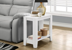 English Elm Accent rectangular two-tier side table with durable laminate finish, versatile nightstand and lamp stand, modern transitional design White 28 L x 15 W x 6 H B2710P219196