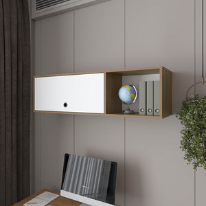 English Elm Tuckerman Wall Cabinet White/Macadamia – Sleek Engineered Wood Wall-Mounted Storage with Soft-Close Doors B092P286112