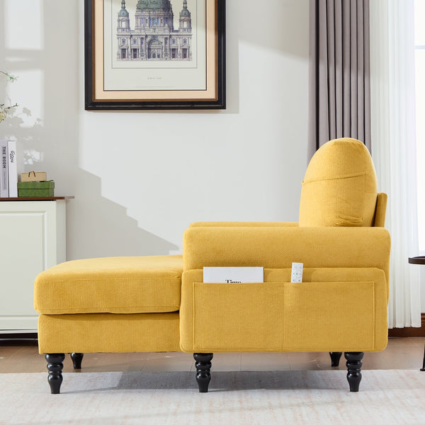 English Elm Modern Chenille Recliner Chaise Lounge Sofa Chair with High-Resilience Foam, Wide Seat, 550lb Capacity Mustard yellow W395P371336