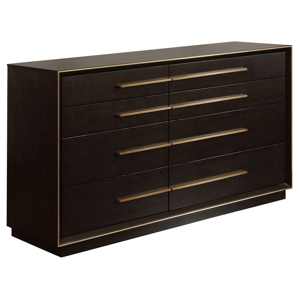 English Elm Prescott Smoked Peppercorn Nine-Drawer Dresser with Retro Flair, Mitered Trim & Elongated Metal Pulls (70") B062P375998