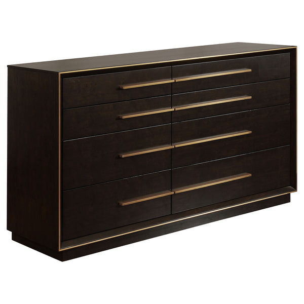 English Elm Prescott Smoked Peppercorn Nine-Drawer Dresser with Retro Flair, Mitered Trim & Elongated Metal Pulls (70") B062P375998