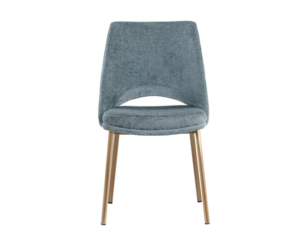Sunpan Radella Dining Chair Set - Contemporary Design with Stylish Cutout and Antique Brass Base Elegance Bergen French Blue