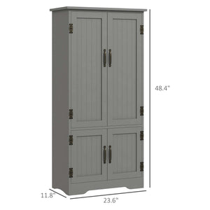 English Elm HOMCOM 48.5" Kitchen Pantry Cabinet — Compact Farmhouse Organizer with Beadboard Doors & Adjustable Shelves Gray W2225P249918