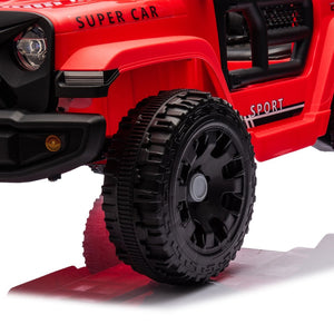 English Elm 24v Kids Ride on Car with Parental Remote Four Wheel Suspension Led Lights Bluetooth Red W1578P235082
