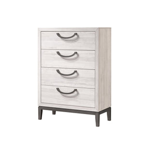 English Elm 1pc Sleek Contemporary Chest of Drawers with 4 Spacious Wooden Drawers, Neutral Finish, Easy Assembly Beige+White 39.3 L x 21.3 W x 45 H B011P266108