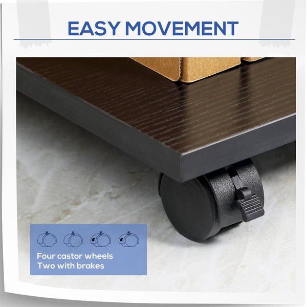 English Elm Vinsetto Mobile Printer Table with Drawer & Adjustable Shelf, Locking Casters, Compact 132lb Capacity W2225P173912