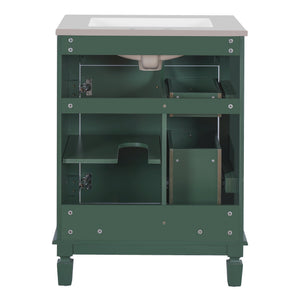 English Elm 24" Elegant Bathroom Vanity With Ceramic Sink - Space-Saving Design, 2 Drawers & Adjustable Shelf N710P318990F