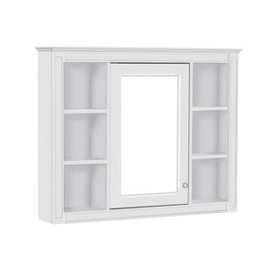 English Elm 36'' Modern Bathroom Vanity with Mirror Cabinet and Sink, Spacious Storage, Soft-Close Doors & Drawers White SW000134AAK-3