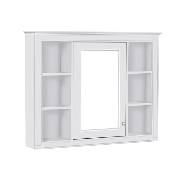 English Elm 36'' Modern Bathroom Vanity with Mirror Cabinet and Sink, Spacious Storage, Soft-Close Doors & Drawers White SW000134AAK-3