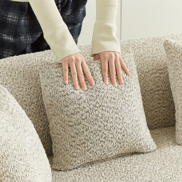 English Elm Curved Chenille Sectional Sofa Deep Seat Cloud Cushions Four Seater Modern Living Room Light Khaki W3505P456566