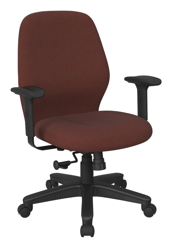 OSP Home Furnishings Mid Back Ergonomic Manager Chair with Synchro Tilt Lumbar Support and Padded Arms Garnet 3121-105