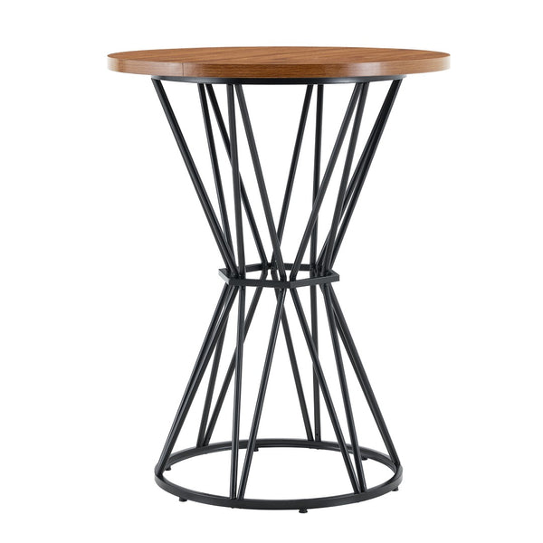 English Elm Single Package Industrial Bar Set Round Mdf Top with Metal Frame Seats 2 for Kitchen Walnut+Black W1151P434792