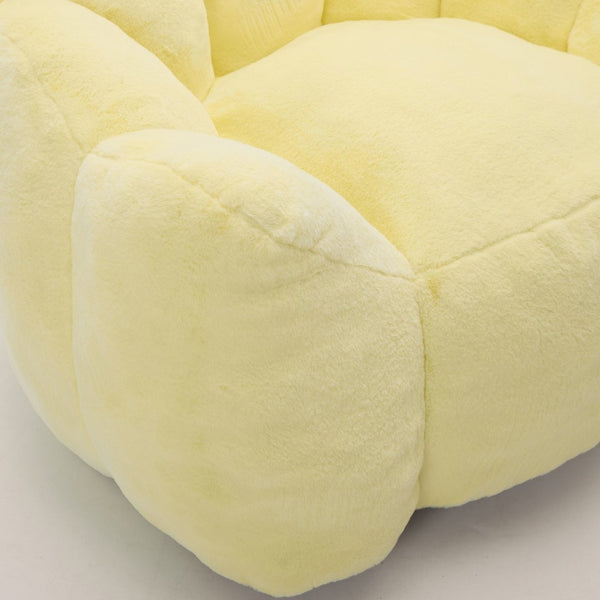 English Elm Lotus Floor Bean Bag Sofa Memory Foam Filled with Pull Ring for Living Room Bedroom Yellow W2311P434593